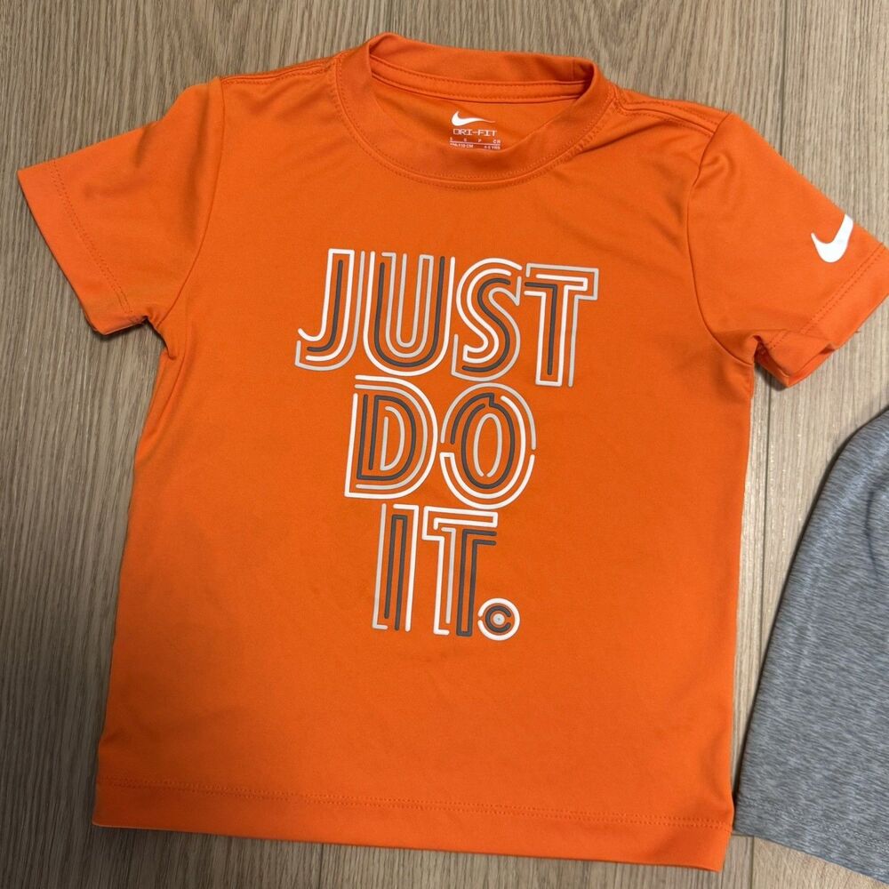 Nike Dri-fit Youth Boy Small Orange & Gray Shorts & Tshirt Activewear Set - Picture 2 of 6